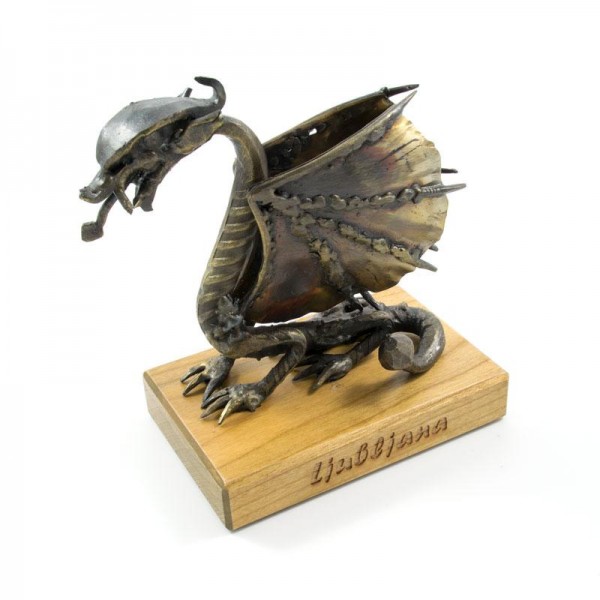 Ljubljanski zmaj manjši, ročno izdelana kovinska skulptura