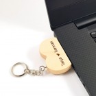 Leseni USB ključ v obliki srčka, 16GB