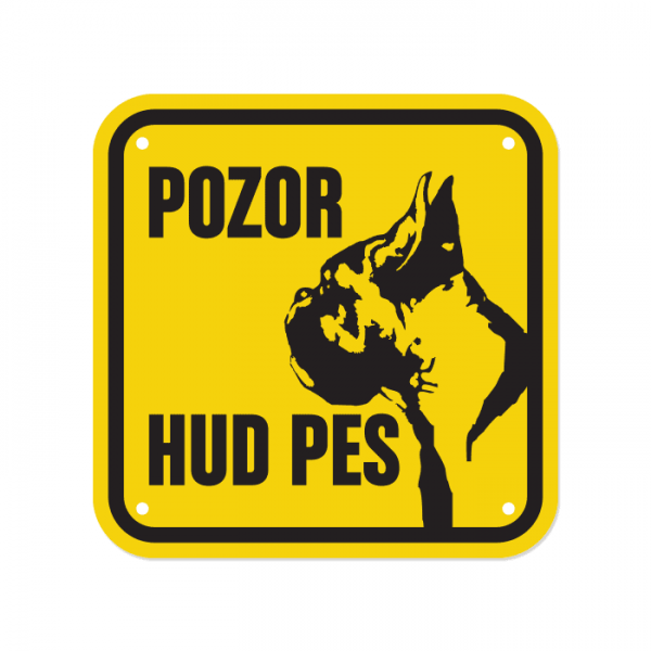 Opozorilna tablica Pozor hud pes, Bokser, 15 x 15 cm